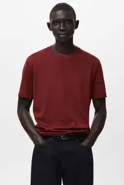 Wehkamp Mango Man regular T-shirt donkerrood aanbieding