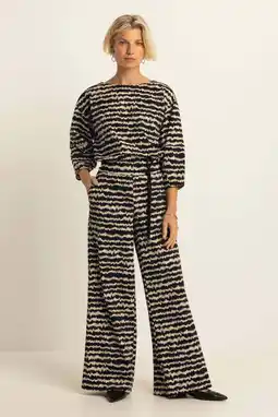 Wehkamp Expresso wide leg broek zwart travelstof aanbieding