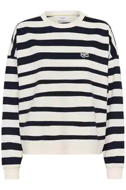 Wehkamp Saint Tropez gestreepte sweater donkerblauw aanbieding
