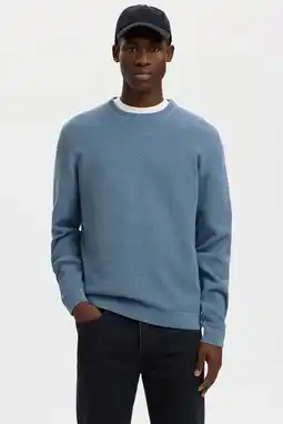 Wehkamp Selected gebreide trui blauw aanbieding