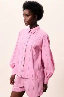 Wehkamp FRNCH gestreepte blouse roze aanbieding