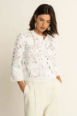 Wehkamp Expresso kanten gebreid vest ecru aanbieding