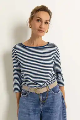 Wehkamp CLAUDIA BY CLAUDIA STRÄTER gestreepte top donkerblauw aanbieding