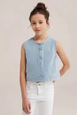 Wehkamp WE Fashion Blue Ridge mouwloze top light blue denim aanbieding