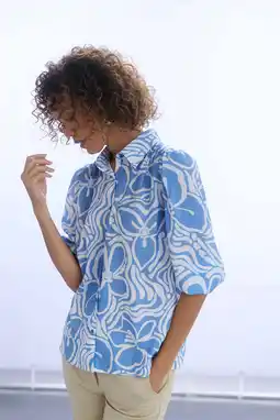 Wehkamp Yest gebloemde blouse blauw aanbieding