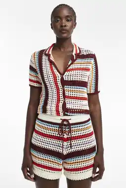 Wehkamp TOPSHOP regular highwaist gestreepte strandshort multi gebreid aanbieding