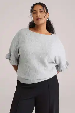 Wehkamp WE Fashion Curve top lichtgrijs gebreid aanbieding