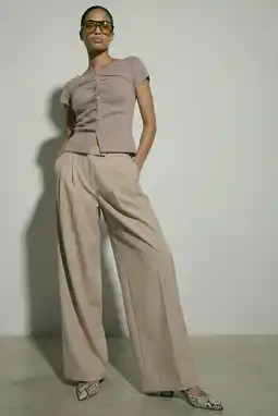Wehkamp HYPEDROP wide leg lowwaist pantalon gebreid beige aanbieding