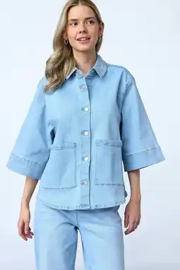 Wehkamp SisterS Point blouse light blue denim aanbieding