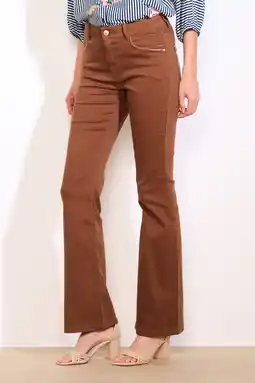 Wehkamp LOLALIZA flared regularwaist flared broek bruin aanbieding