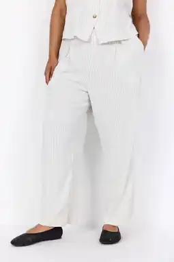 Wehkamp Wasabiconcept regular highwaist broek met krijtstreep ecru aanbieding