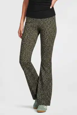 Wehkamp Anytime flared broek met panterprint khaki aanbieding