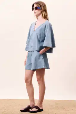 Wehkamp FRNCH top light blue denim aanbieding