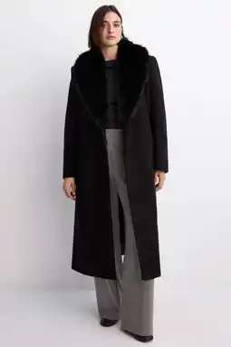 Wehkamp Mango wollen manteljas zwart aanbieding