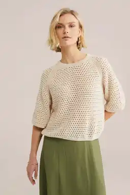 Wehkamp WE Fashion gebreide trui beige met lurex aanbieding
