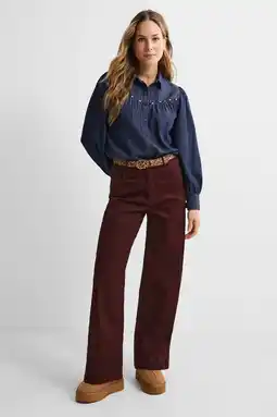 Wehkamp Anytime denim blouse met naaddetail blauw aanbieding