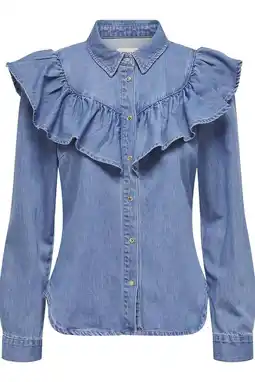 Wehkamp ONLY blouse medium blue denim aanbieding
