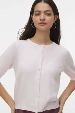 Wehkamp VERO MODA gebreid vest lichtroze aanbieding