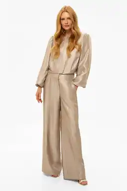 Wehkamp Fifth House wide leg regularwaist broek taupe aanbieding