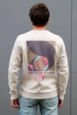 Wehkamp Kultivate sweater met backprint beige aanbieding