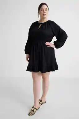 Wehkamp GREAT LOOKS jurk met textuur zwart aanbieding