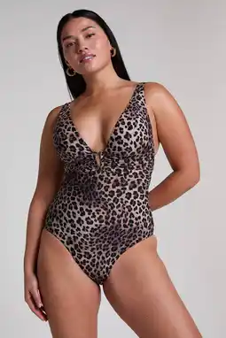 Wehkamp Hunkemöller corrigerend badpak Animalia bruin aanbieding