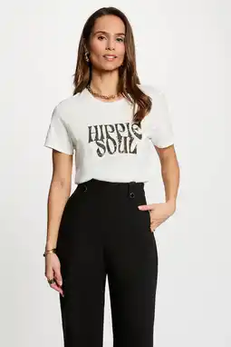 Wehkamp Morgan T-shirt ecru met pailletten aanbieding