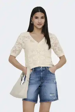 Wehkamp ONLY top crème gebreid aanbieding