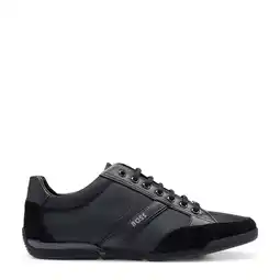 Wehkamp BOSS Saturn leren sneakers zwart aanbieding