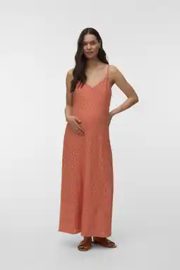 Wehkamp VERO MODA MATERNITY zwangerschaps maxi jurk ajour oranje aanbieding