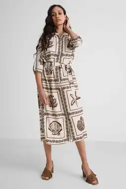 Wehkamp Ruby maxi overhemdjurk met linnen en schelpenprint aanbieding