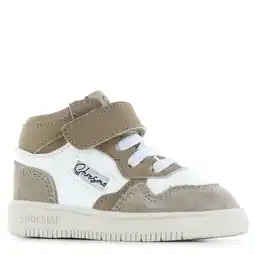 Wehkamp Shoesme leren sneakers taupe/wit aanbieding