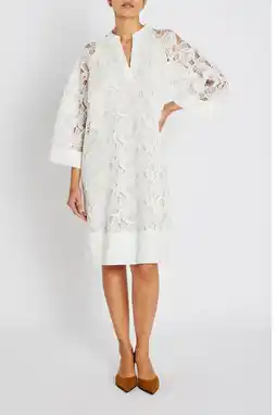 Wehkamp Bruuns Bazaar midi jurk met bloemenprint ecru aanbieding