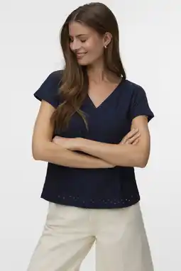 Wehkamp VERO MODA top broderie marineblauw aanbieding