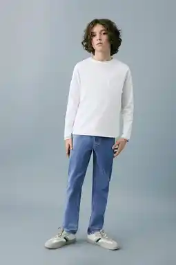 Wehkamp Mango Kids tapered jeans medium blue denim aanbieding