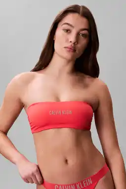 Wehkamp Calvin Klein voorgevormde strapless bandeau bikinitop rood aanbieding