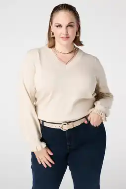 Wehkamp MS Mode gebreide trui ecru met lurex aanbieding