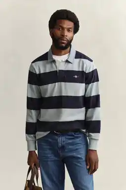 Wehkamp GANT regular gestreepte polo donkerblauw aanbieding