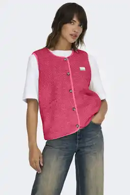 Wehkamp ONLY teddy gilet roze aanbieding