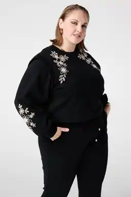 Wehkamp MS Mode sweater zwart broderie aanbieding