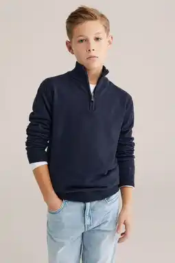 Wehkamp WE Fashion trui marineblauw fijn gebreid aanbieding