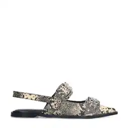 Wehkamp Sacha leren slingback loafers met slangenprint grijs aanbieding