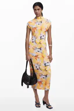 Wehkamp Desigual gebloemde midi jurk oranje aanbieding