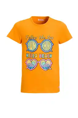 Wehkamp Orange Stars T-shirt met printopdruk blauw aanbieding