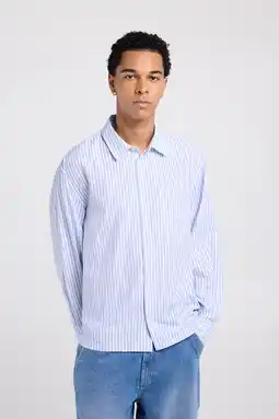 Wehkamp America Today loose gestreepte casual overhemd blauw aanbieding