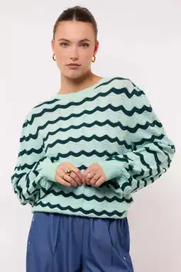 Wehkamp FLURESK gestreepte pullover mintgroen ajour aanbieding