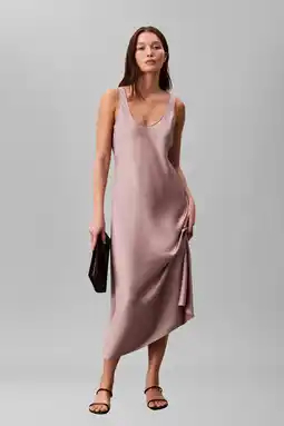 Wehkamp Calvin Klein satijnen A-lijn jurk roze aanbieding