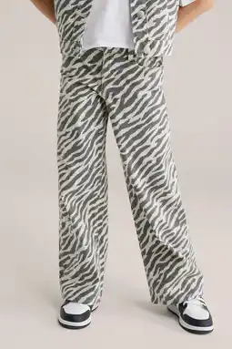 Wehkamp WE Fashion Blue Ridge wide leg jeans met zebraprint ecru aanbieding