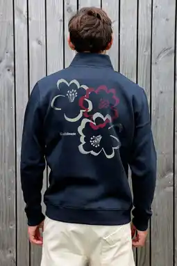 Wehkamp Kultivate sweater met backprint donkerblauw aanbieding