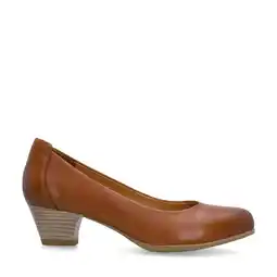 Wehkamp No Stress leren pumps met lage hak cognac aanbieding